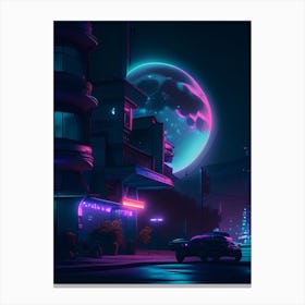 Moonlight Neon Nights Space Canvas Print