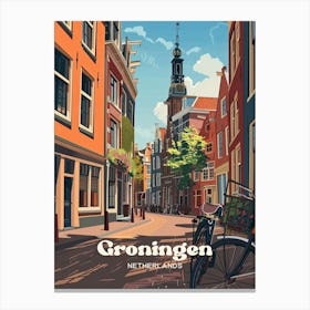 Groningen Netherlands Streetview Art Illustration Lienzo