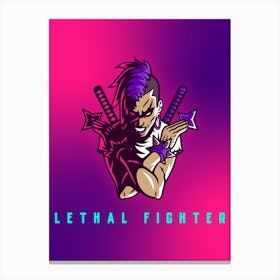 Lethal Fighter - Gaming Logo Creator An Urban Ninja With Deadly Weapons Canvas Print
