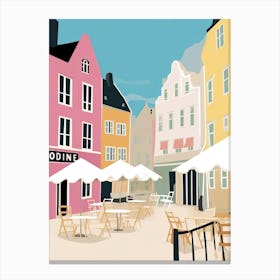 Odense, Denmark, Flat Pastels Tones Illustration 2 Canvas Print