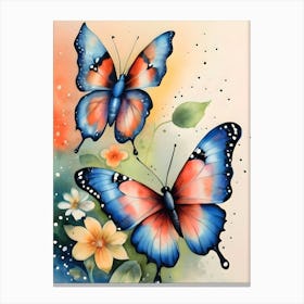 Butterflies And Flowers Canvas Print