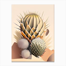 Stenocactus Cactus Neutral Abstract 1 Canvas Print
