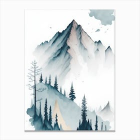 Mountain And Forest In Minimalist Watercolor Vertical Composition 118 Canvas Print
