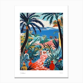 Santorini Greece Matisse Style 3 Watercolour Travel Poster Canvas Print