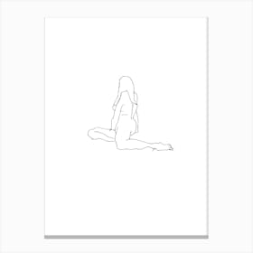 Female seated nude line - turning away Canvas Print