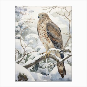 Winter Bird Painting Hawk 3 Canvas Print
