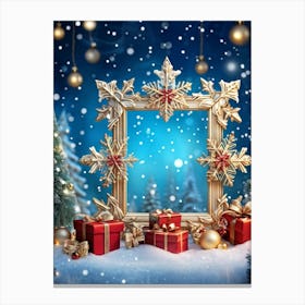 An Ornate Fanciful Christmas Frame Rich In Holiday Decor Where Details Of Garlands Ornaments An 2 1 Canvas Print