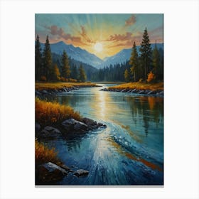 Sunset By The River 1 Canvas Print