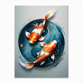 Koi Fish Yin Yang Painting (31) Canvas Print