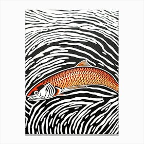 Rainbow Shark Linocut Canvas Print