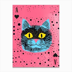 Playing Cards Cat 11 Pink And Black Canvas Print