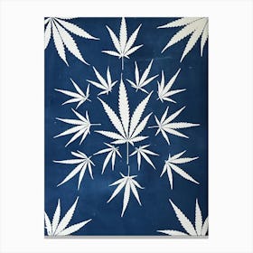 Hemp leaf blue cyanotype Canvas Print