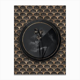 Shadowy Vintage Painted Lady Botanical in Black and Gold n.0048 Canvas Print