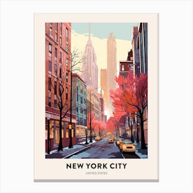 Vintage Winter Travel Poster New York City Usa 2 Canvas Print