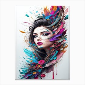 Cute girl with color Canvas Print