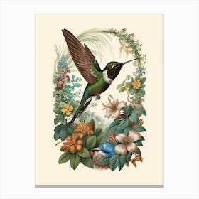 Hummingbird botanical flower beauty 17 Canvas Print