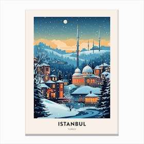 Winter Night  Travel Poster Istanbul Turkey 1 Canvas Print