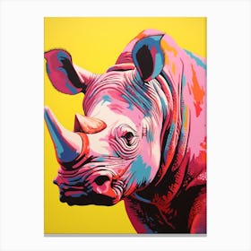 Rhino Pop Art Yellow Blue Pink 2 Canvas Print