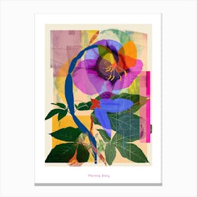 Morning Glory 1 Neon Flower Collage Poster Canvas Print