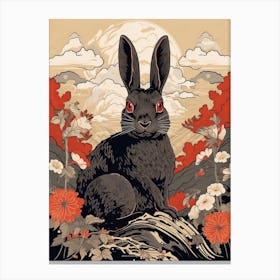 Rabbit Animal Drawing In The Style Of Ukiyo E 3 Canvas Print