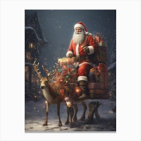 Santa Claus On Sleigh Canvas Print