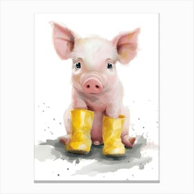 Pig In Yellow Boots Canvas Print