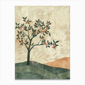 Peach Tree Minimal Japandi Illustration 3 Canvas Print