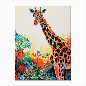 Giraffe In The Foliage Watercolour Inspired 2 Canvas Print