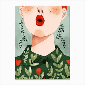 Illustration Of A Girl With Red Hair 1 Canvas Print