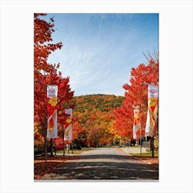 An Autumnal Scene Rich In Fall Foliage Utilizing A Vibrant Red And Orange Color Palette Showcasin (3) 1 Canvas Print