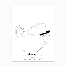 Kristiansund,Norway Minimalist Map Canvas Print