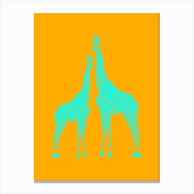 Turquoise Giraffes Canvas Print