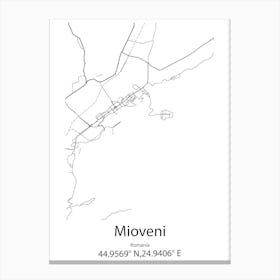 Mioveni,Romania Minimalist Map Canvas Print