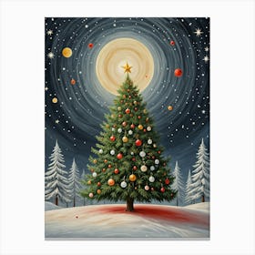 Cosmic Christmas Tree In The Snow Canvas Print