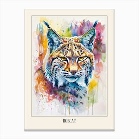 Bobcat Colourful Watercolour 1 Poster Canvas Print