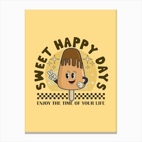 Retro Wall Art Vintage Decor Retro Cartoon Printable Art Retro Vintage Wall Art Sweet Happy Day Trendy Retro Poster Canvas Print