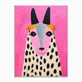 Pink Polka Dot Llama 1 Canvas Print