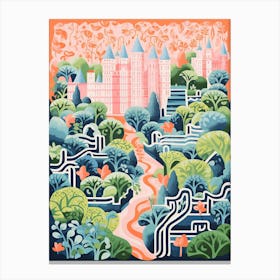 Chateau De Villandry Gardens Abstract Riso Style 3 Canvas Print