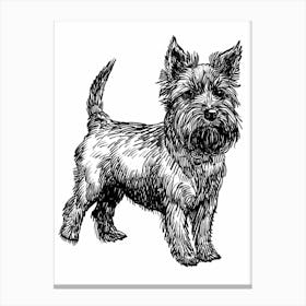 Cute Terrier Dog Line Art 4 Canvas Print