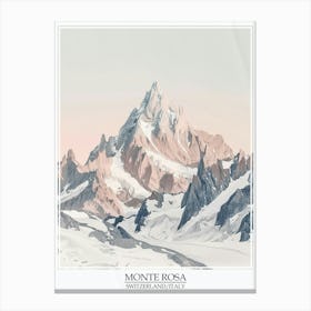 Monte Rosa Switzerland Italy Color Line Drawing 4 Poster Canvas Print