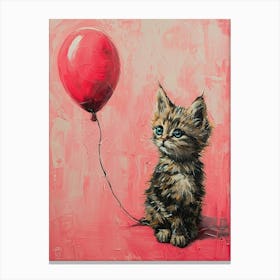 Cute Cat 6 With Balloon Canvas Print