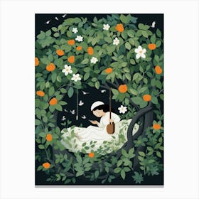 Girl In An Orange Tree 1 Canvas Print