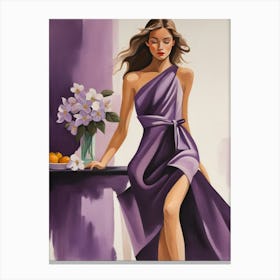 Woman In Purple Dress Canvas Print