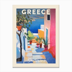 Santorini Greece 3 Fauvist Painting Travel Poster Canvas Print