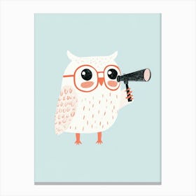 Owl With Binoculars Canvas Print