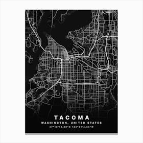 Tacoma Washington USA Black Map Stampe su tela