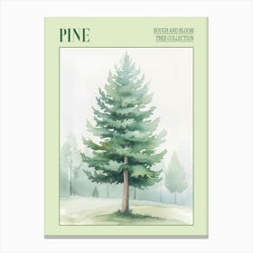 Pine Tree Atmospheric Watercolour Painting 3 Poster Canvas Print