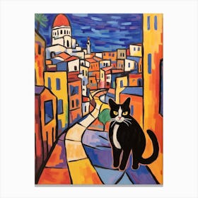Painting Of A Cat In Rome Italy 3 Canvas Print