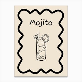 Mojito Doodle Poster B&W Canvas Print