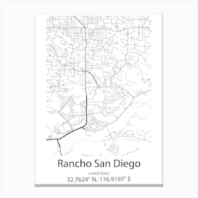 Rancho San Diego,United States Minimalist Map Canvas Print